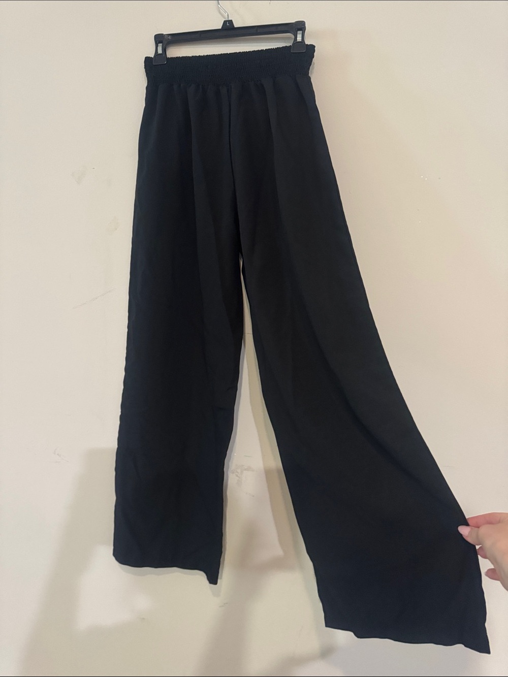 Black Wide-Leg WOMENSPants with Smocked Waist